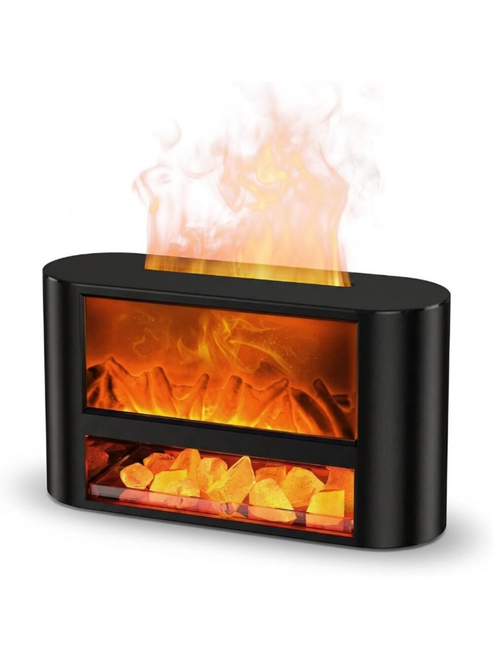 Essential Oil Diffuser & Himalayan Salt Lamp, Fireplace Flame Fire Oil Diffuser